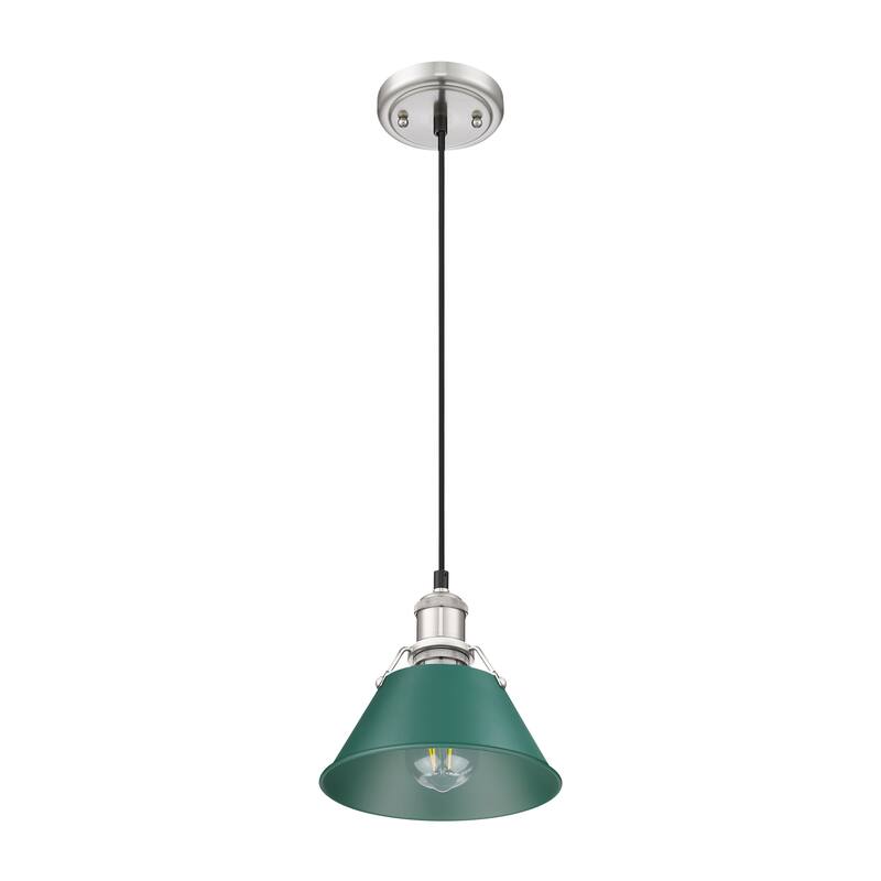 Yep by Golden Lighting Orwell 1-light 8in Pendant in Pewter and Pine Green shade - Small Pendant - 7"