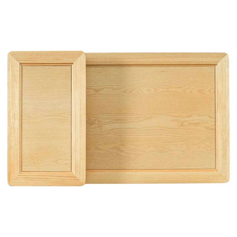 Modern Coffee Table, Coffee Table with 1 Storage Shelf, 2 Tabletops and 1 Rattan Drawer For Living Room