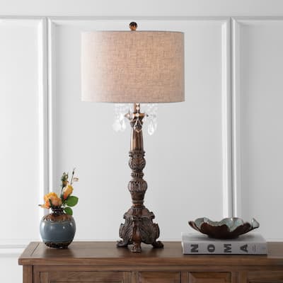 Regent 33.5" Resin/Acrylic LED Table Lamp, Antique Brown by JONATHAN Y