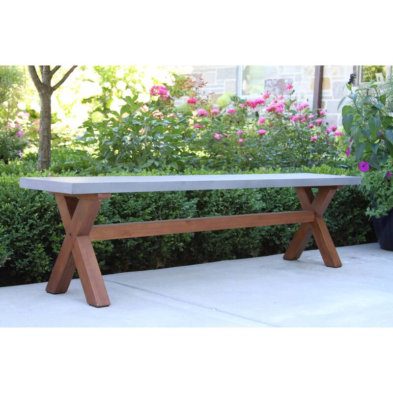 Nadine 6 pc. Eucalyptus and Composite Dining Set with Wicker Chairs - N/A