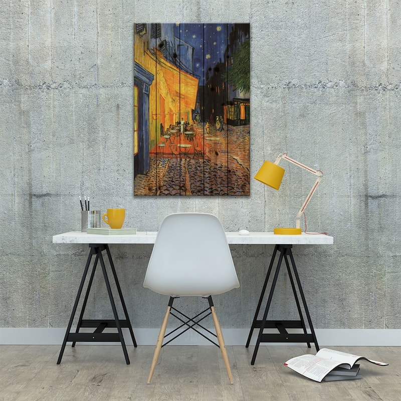 The Cafe Terrace on the Place du Forum (Café Terrace at Night), 1888 Print On Wood by Vincent van Gogh - Multi-Color