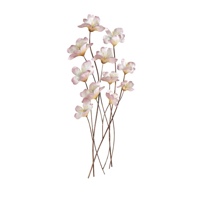 Metal Floral Home Wall Decor with Copper Stems - Pink - Roche River Decor