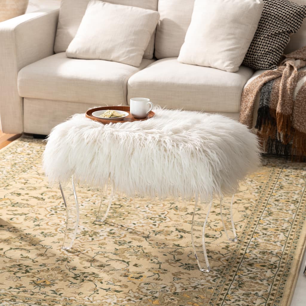 Glitzhome 24"L Modern Luxury Acrylic Ottoman Bench