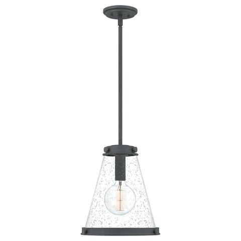 Quoizel Bristol 1-Light Industrial Mini Pendant with Seeded Glass