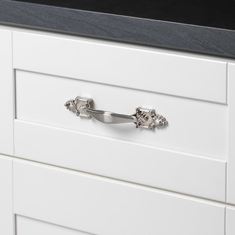 GlideRite 3.5 inch Satin Nickel Old World Cabinet Pulls (Pack of 10) - 10 Pack