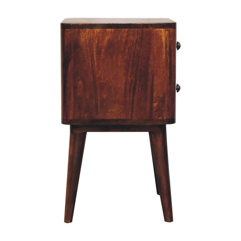 HomeRoots 24" Chestnut Solid Wood Square Two Drawer Nightstand