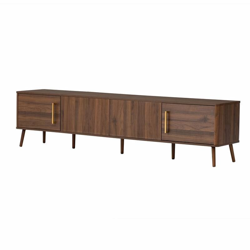 78" Modern TV Stand for TVs up to 85", with Fluted Doors, Cable Management, Soft-Closing Hinges & Solid Wood Legs
