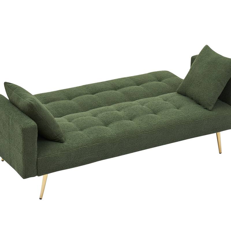 71.7" Teddy Velvet Sofa Bed with Two Deluxe Cushions