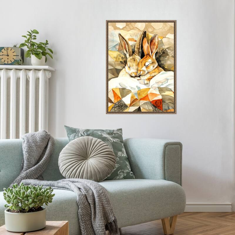 Sleepy Bunny Nap by Justyna Jaszke Framed Canvas Wall Art