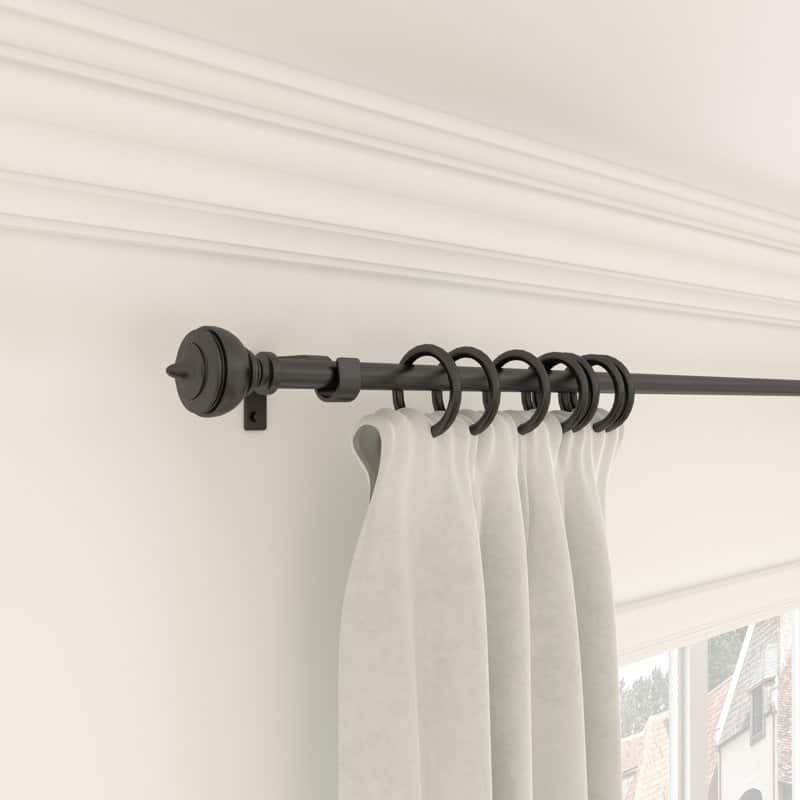 Acroma Black Steel Adjustable Single Elengant Curtain Rod