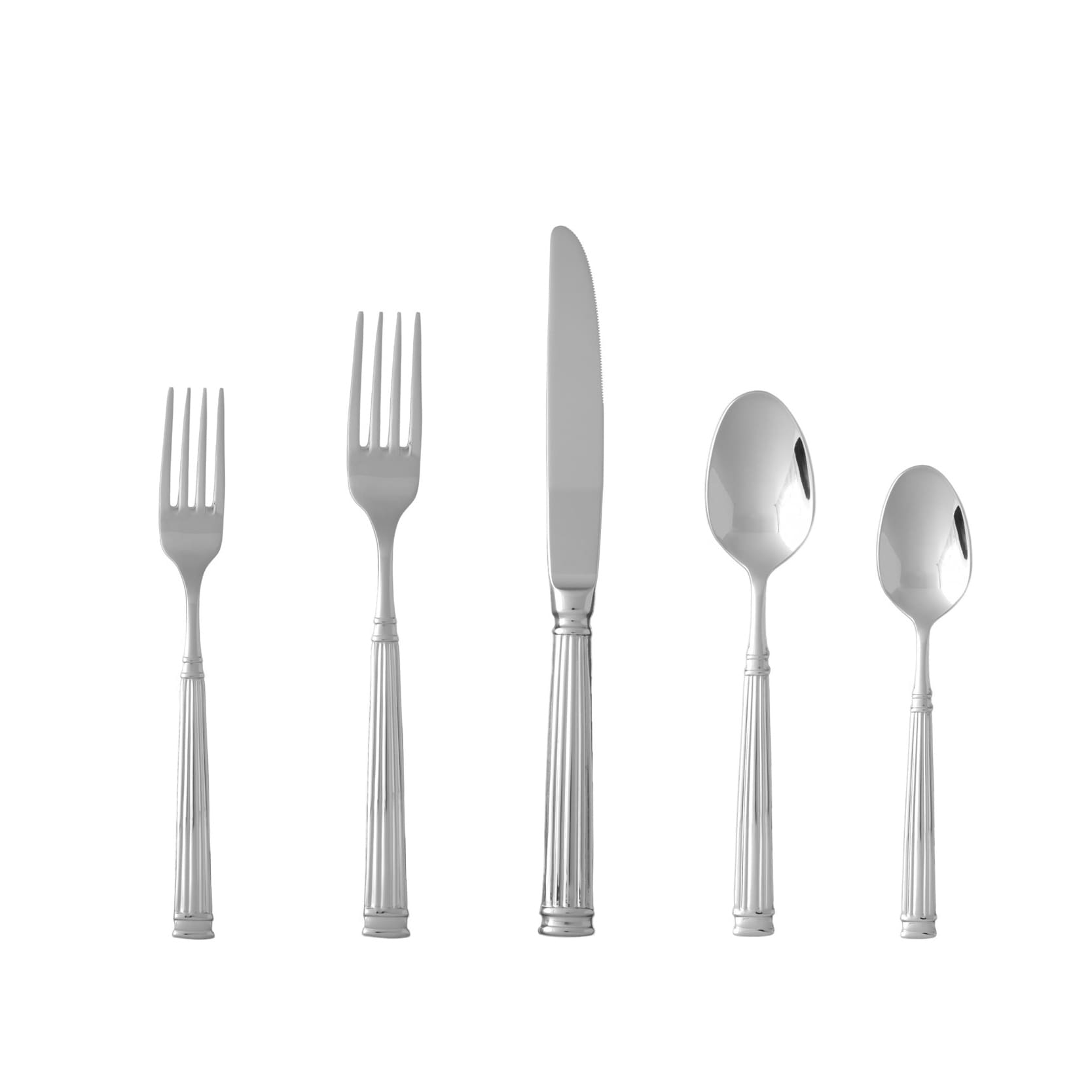 Fortessa Doria 18/10 Stainless Steel, 5 Piece Flatware Set (Service for 1), Silver - 5 Piece Set