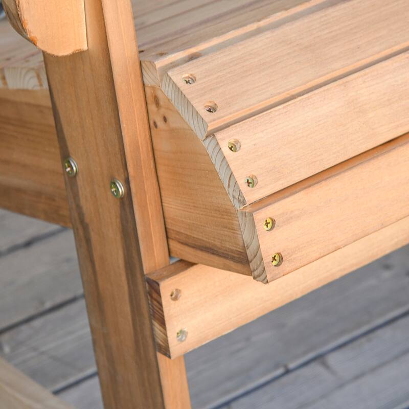 Outsunny Wooden Adirondack Rocking Chair with Slatted Wooden Design, Fanned Back, & Classic Rustic Style, Teak