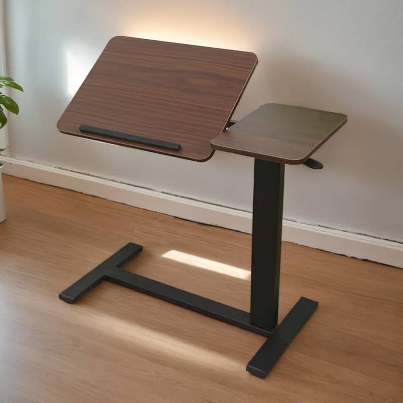 Mobile Rolling Overbed Table with Adjustable Tilting Laptop Tray