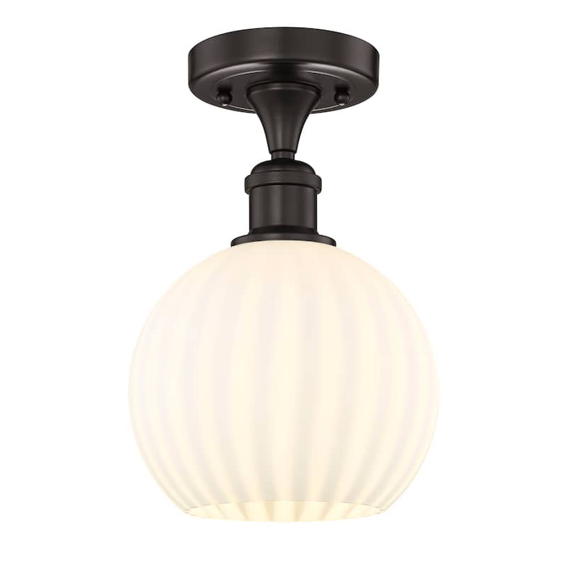 Innovations Lighting 616-1F-11-8-White Venetian-Indoor Ceiling Fixture - Oil Rubbed Bronze / White Venetian