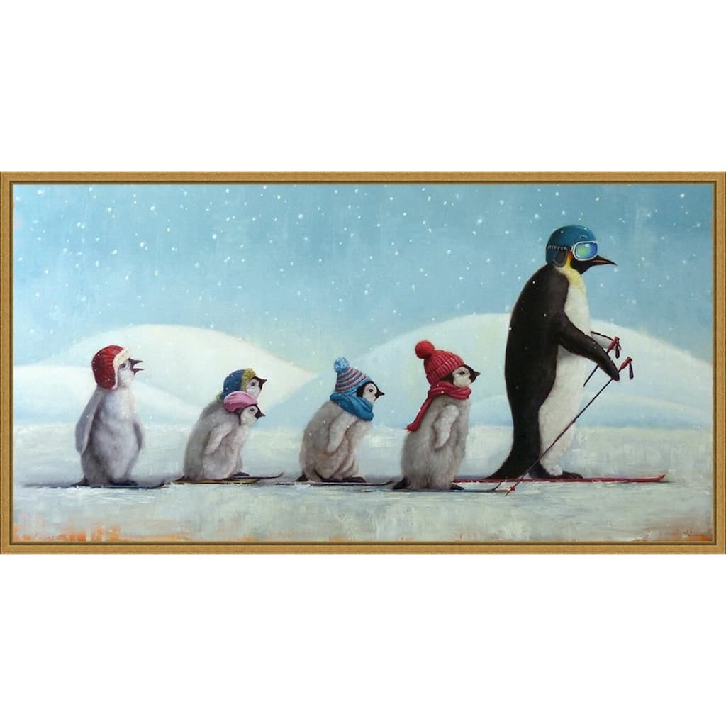 Ski School (Penguins) by Lucia Heffernan Framed Canvas Art