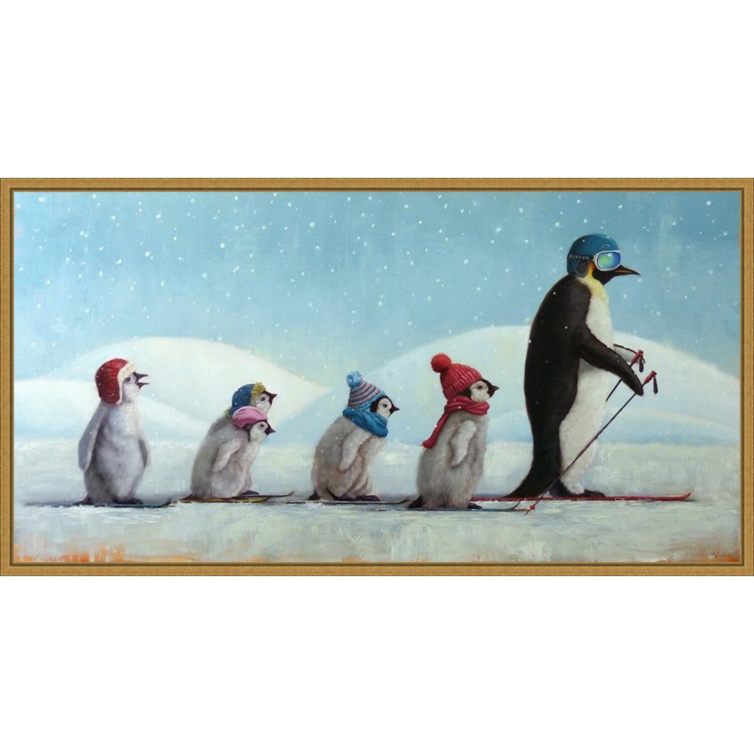 Ski School (Penguins) by Lucia Heffernan Framed Canvas Art