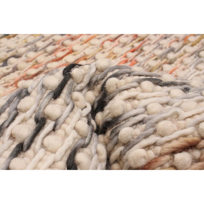 ECARPETGALLERY Braid weave Sienna Ivory Wool Rug - 3' 6" x 8' 1"