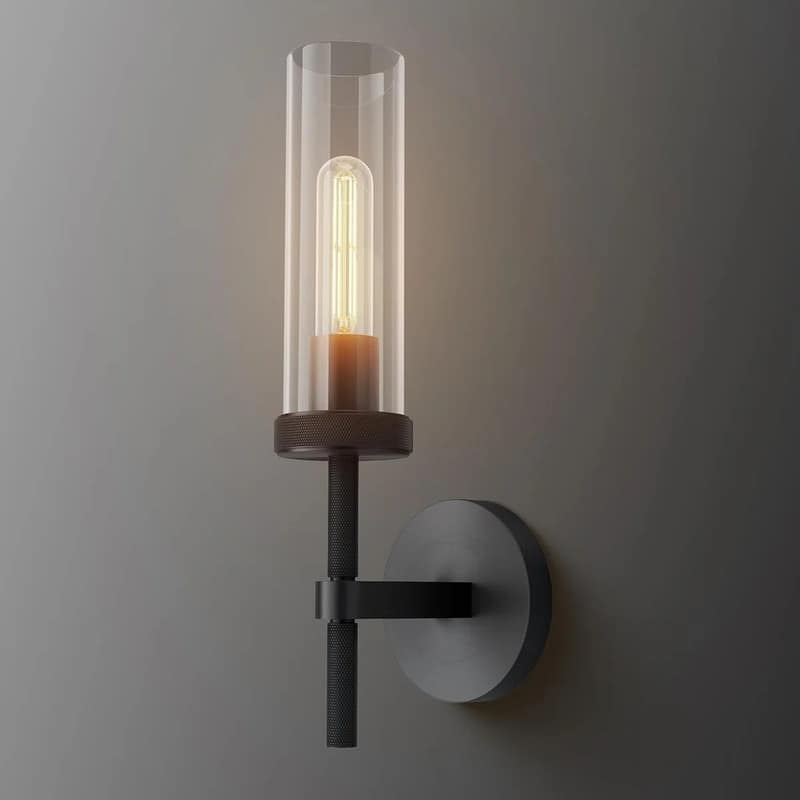 KAYLA Indoor Wall Light, Brass Wall Sconces Lighting Fixture, Bathroom Vanity Wall Sconces, Glass Tube Wall Sconces(2-Sets) - 1 - BLACK-14"-1 PACK