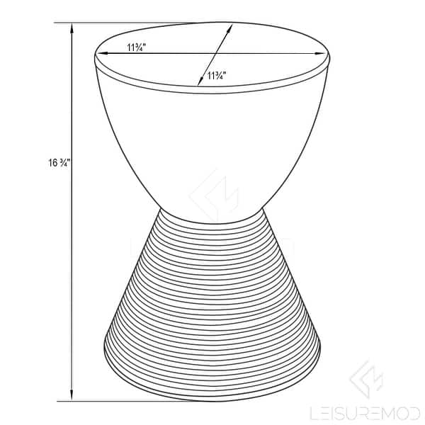dimension image slide 3 of 7, Boyd Round Side Table with Ribbed Design Base - Accent Hourglass End Table with Removable Lid for Living Room & Bedroom