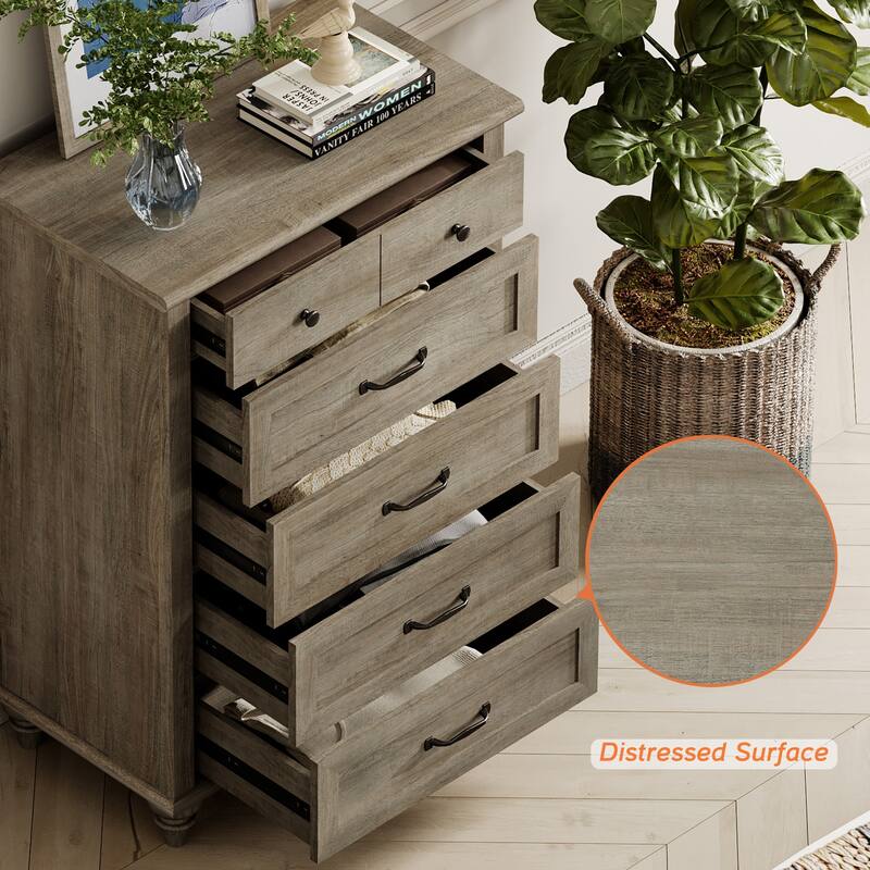 Wood Kid Dresser with 5 Drawers, Farmhouse Baby Dressers for Kids Room