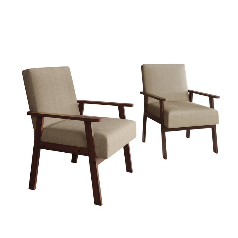CraftPorch Minimalist 2-Pieces Accent Chairs - Beige
