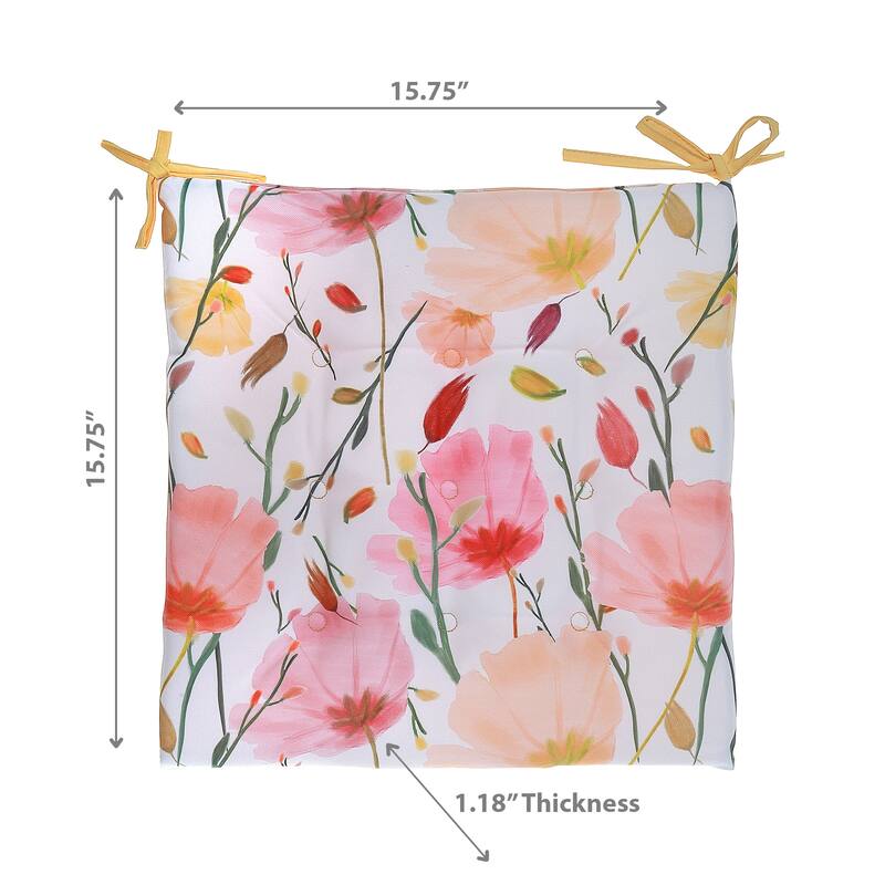 April Outdoor Tufted Chair Pad Poppy 16 x 16 - Set of 2