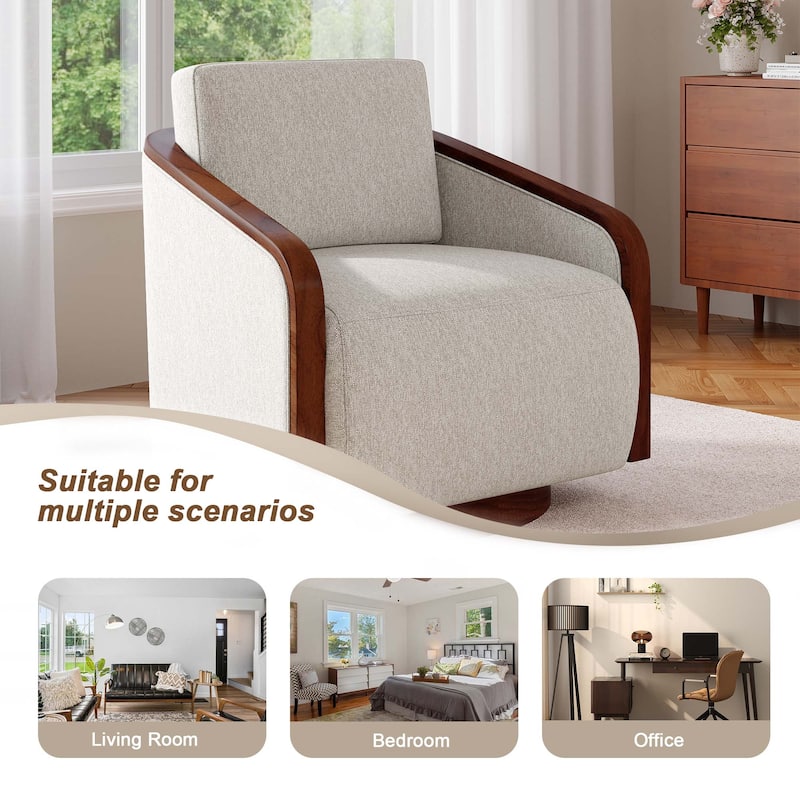Chenille Modern 360°Swivel Barrel Chair Round Base