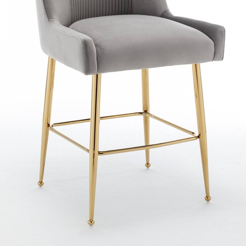 SEYNAR Modern Velvet 39'' H Metal Leg Counter or Bar Stools Set of 4