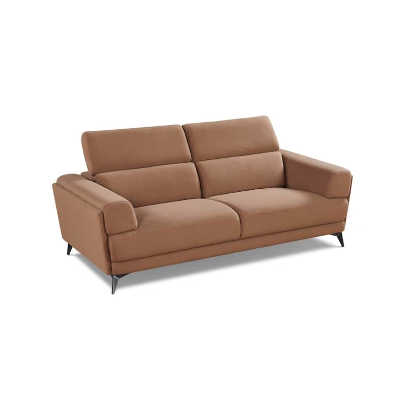 Contemporary Brown Living Room Loveseat with Adjustable Headrest