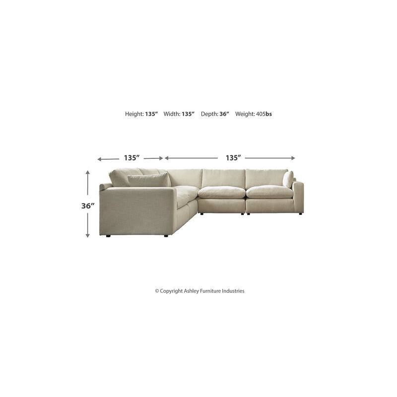 Signature Design by Ashley Elyza Ivory 5-Piece Sectional - 135"W x 135"D x 36"H