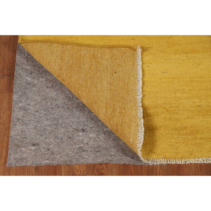 Modern Yellow Gabbeh Oriental Area Rug Tribal Hand-Knotted Wool Carpet - 6'6" x 9'6"