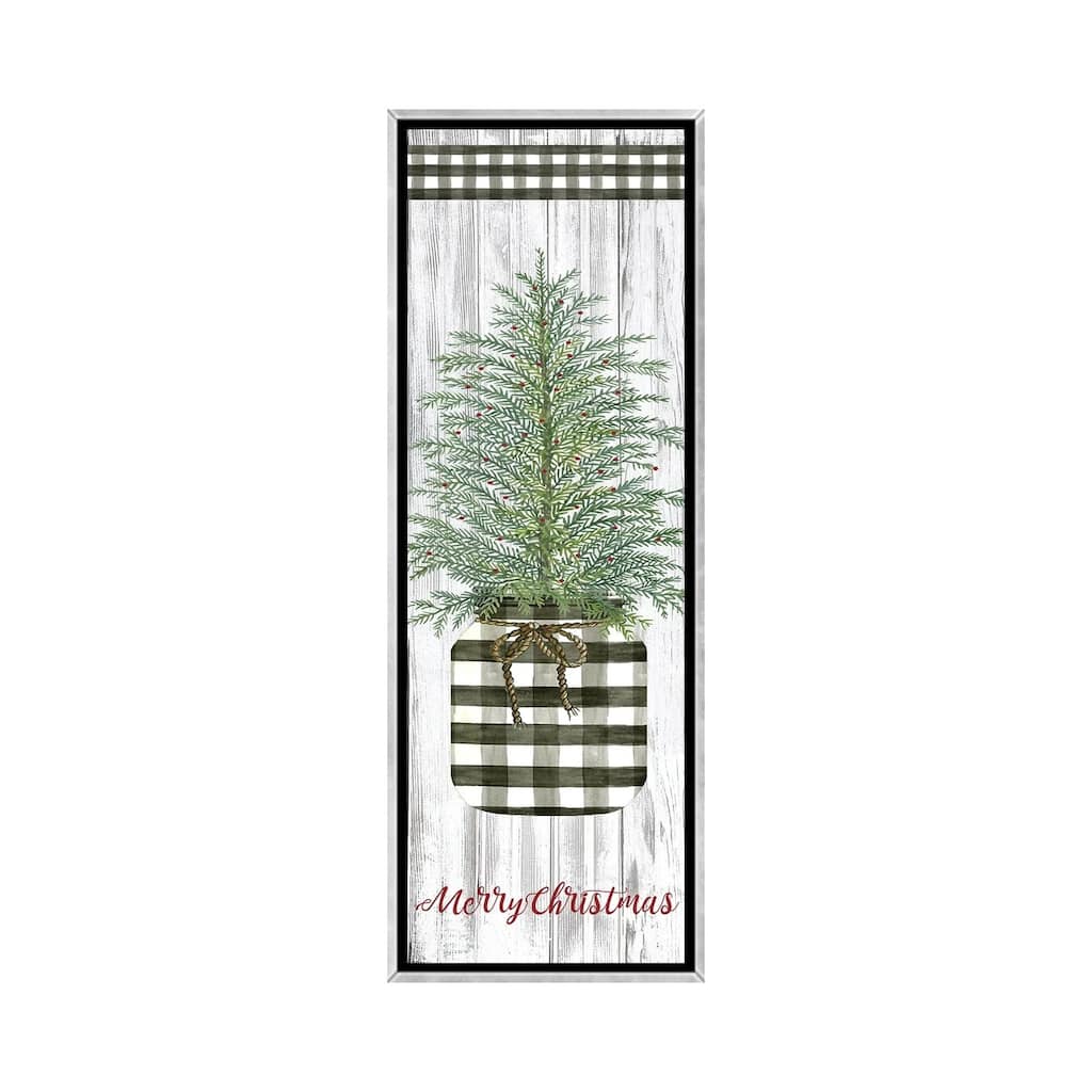 iCanvas "Merry Christmas Buffalo Plaid Jar & Tree " by Cindy Jacobs Framed