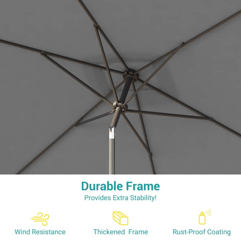Bonosuki 10 x 6.5ft Patio Rectangular Umbrella with Tilt and Crank