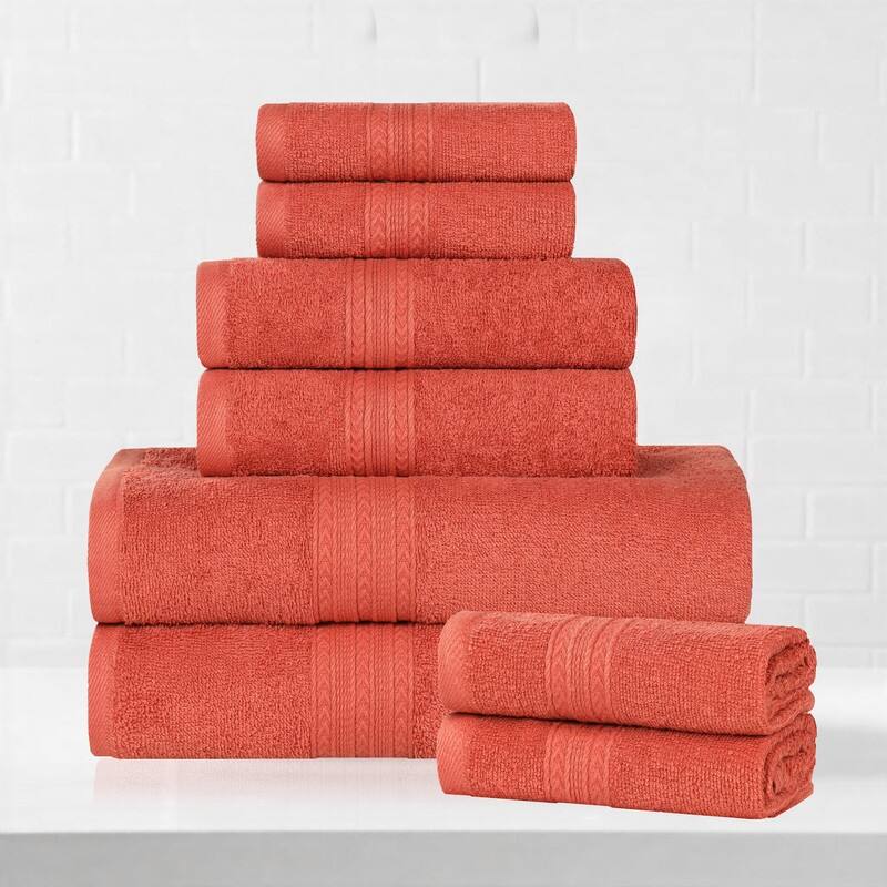 Superior Eco-Friendly Cotton 8-Piece Towel Set - Rust
