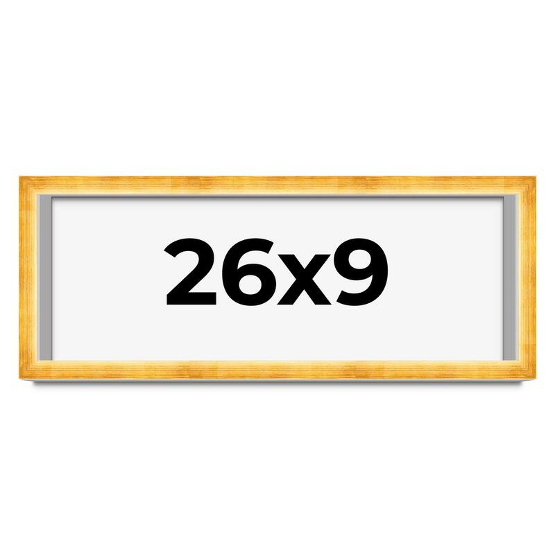 26x9 Shadow Box Frame Gold | 1.625 Inches Deep Real Wood Traditional