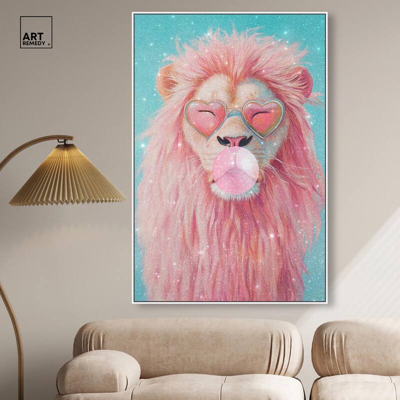 Pastel Lion Bubblegum Canvas by Art Remedy