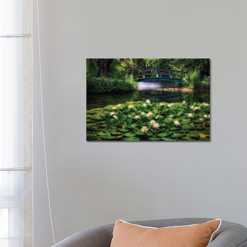 iCanvas "Lily Pond With A Footbridge" by George Oze Canvas Print - 18x26x1.5