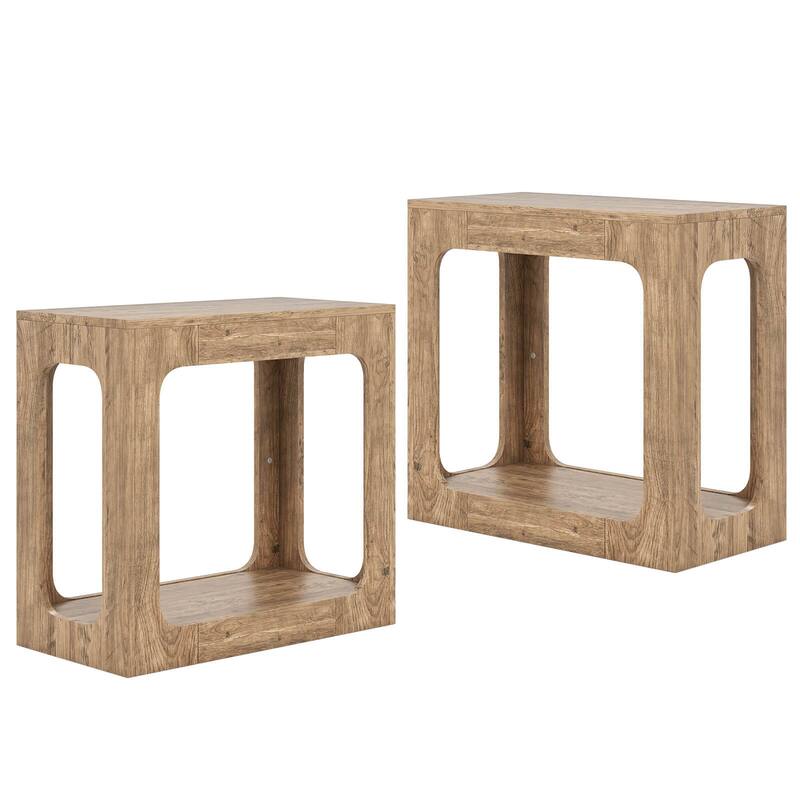 Costway 1/2 PCS 2-Tier End Table with Storage Shelf Hollow-out Design - 2 PCS
