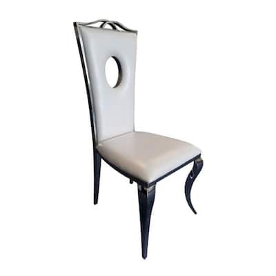 Chrome/White Faux Leather Upholstered Metal Frame Dining Chair, Set of 2, Sturdy Dining Chair for Dining Rooms - 19