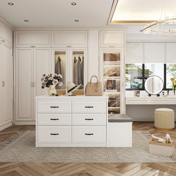 Storage Cabinet w/Seating Bench Hidden Compartment 6 Drawer Dresser Bedroom  or Closet - On Sale - Bed Bath & Beyond - 42956755