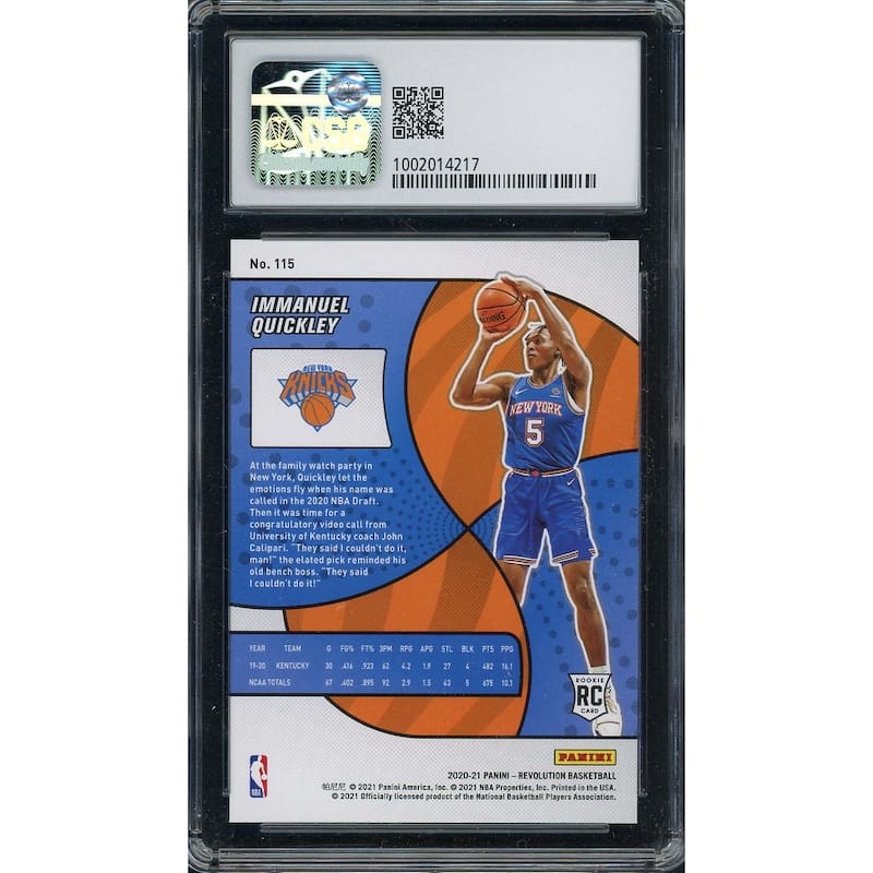 Immanuel Quickley 2020-21 Panini Revolution Basketball Rookie Card #115 CSG 9 - 8'6" x 11'6"