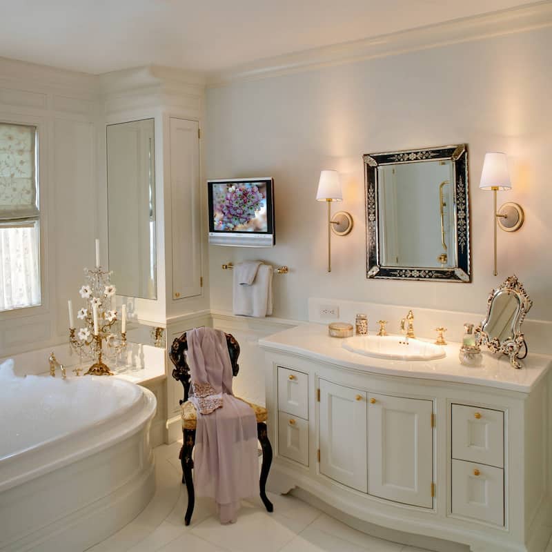 1-Light Gold Wall Sconce with White Fabric Shade - H20" x W5.1" x D7.9"