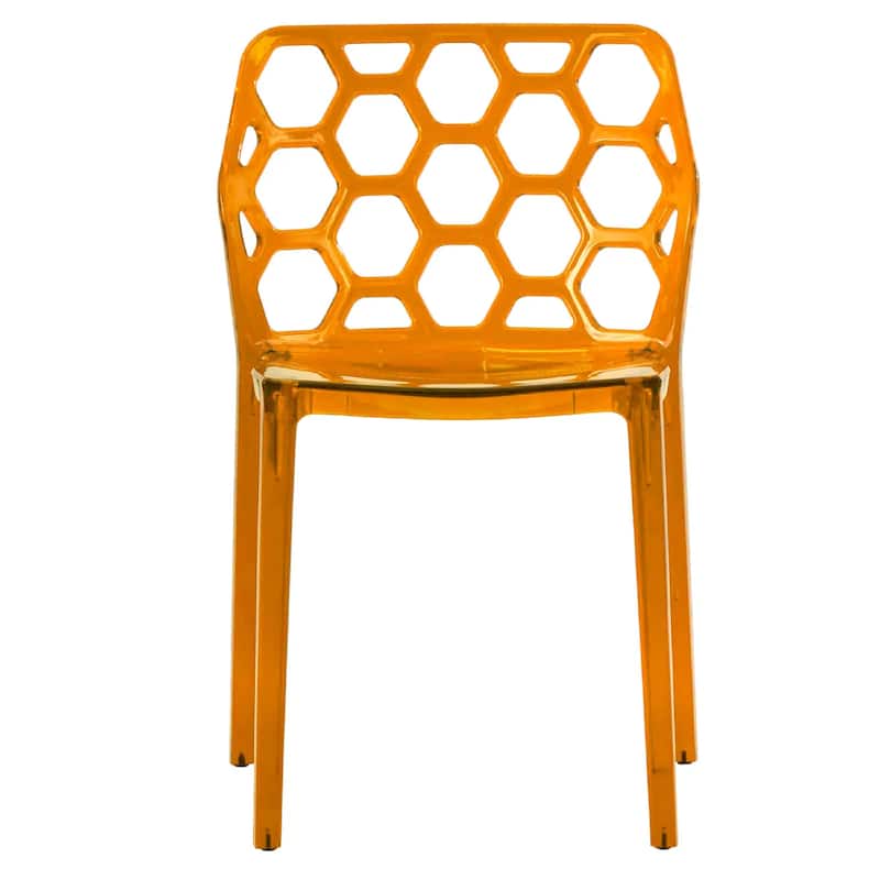 Dynamic Modern Transparent Honeycomb Cut Out Lucite Stackable Dining Chair for Home Dining Rooms Patio Commercial Event Seating