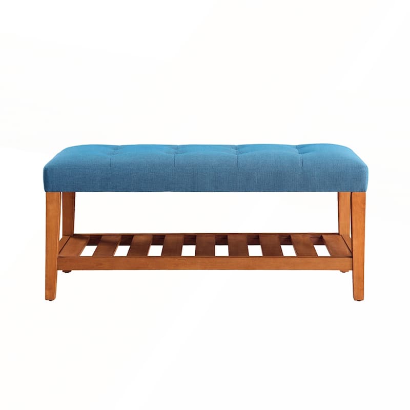 Fabric Upholstered Bench with Open Storage