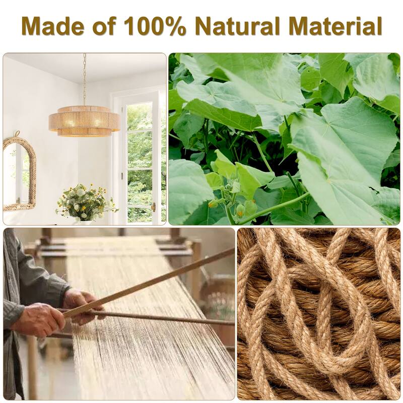 Starsky 4-light Rattan Hand-Woven Hemp Rope Chandelier