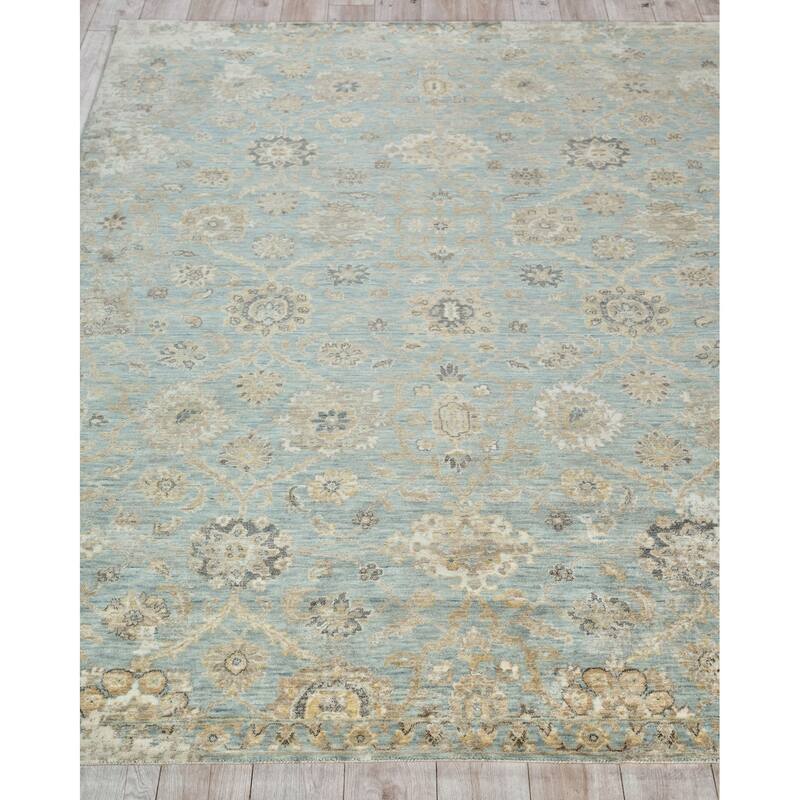 Artisan Handmade Wool/Nylon in Light Blue Area Rug