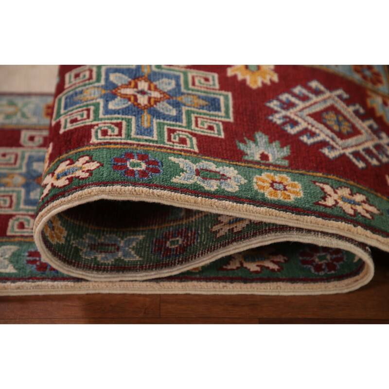 Kazak Area Rug Hand-Knotted Wool Carpet - 6'8" x 9'10"