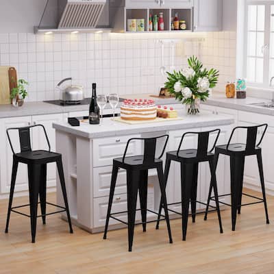 Counter height stools Set of 4 ,outdoor bar stools Low Back - 26inch