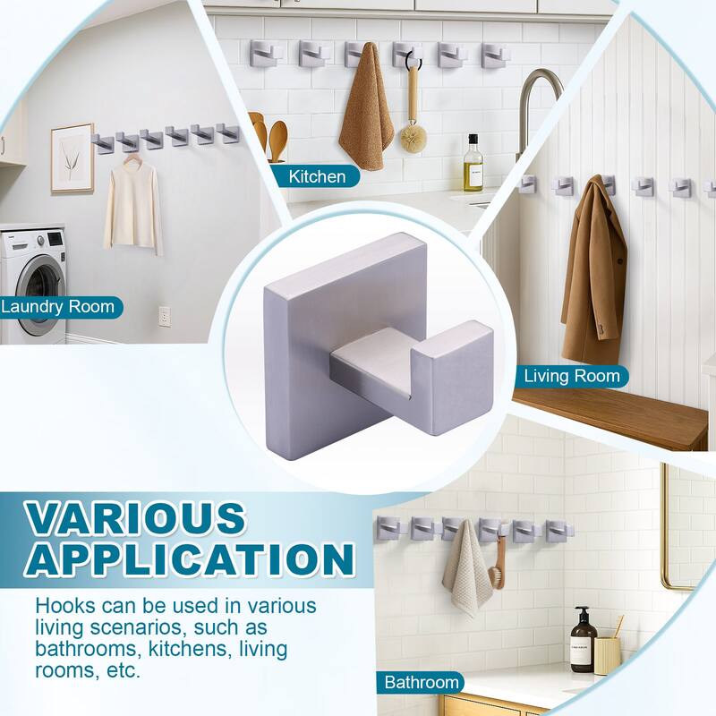 WOWOW J-Hook Wall Mount Robe/Towel Hook 6PCS