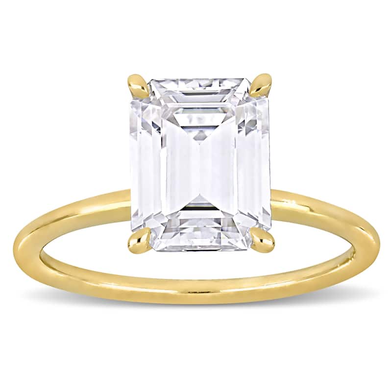 Miadora 3-1/4ct TDW Certified Emerald-Cut Diamond Engagement Ring in 18k Yellow Gold